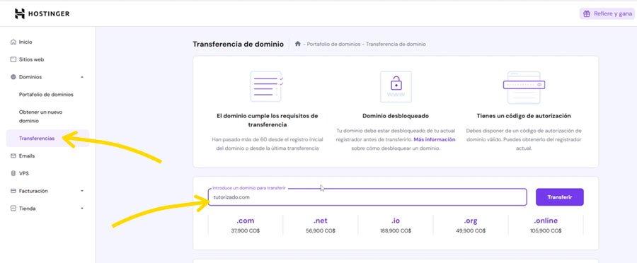 como transferir un dominio a hostinger 8