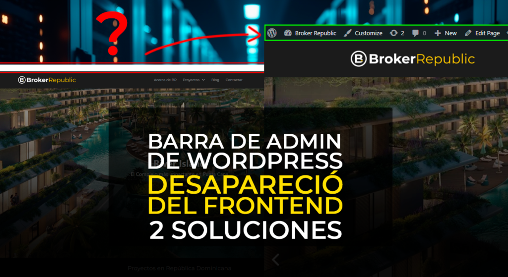 barra de edición perdida en WordPress